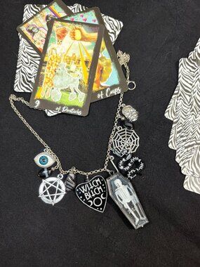 Chunky Gothic Witch Charm Necklace